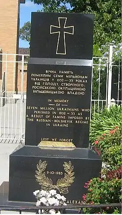 Памятник жертвам Голодомора на Украине (1932—1933), Канберра