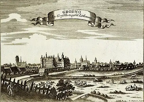 Вид на Гродно в 1729 году