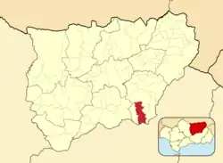 Расположение муниципалитета Уэса на карте провинции