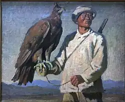 Семён Чуйков. «Киргизский охотник с беркутом», 1938 г.