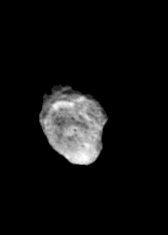 Изображение, благодаря которому были открыты и именованы все детали рельефа Гипериона. Снимок космического аппарата «Вояджер-2» (1981)