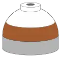Illustration of cylinder shoulder painted in brown (lower and white (upper) bands