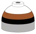 Illustration of cylinder shoulder painted in brown, black and white bands for a mixture of helium, nitrogen and oxygen
