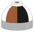 Illustration of cylinder shoulder painted in brown, black and white sixths for a mixture of helium, nitrogen and oxygen.