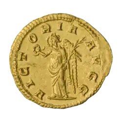 Валериан I (ок. 256–257 гг.). С венком и пальмовой ветвью