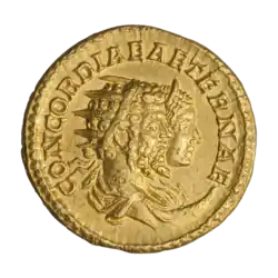 Реверс. Септимий Север и Юлия Домна. Легенда «CONCORDIAE AETERNAE»