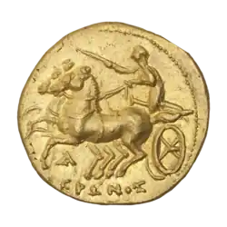 Реверс декадрахмы, чеканившейся при Гиероне II