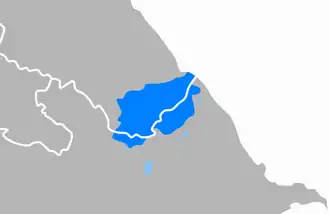 Распространение лезгинского языка:  регионы, где он является языком большинства  регионы, где он является языком значительного меньшинства[источник не указан 181 день]