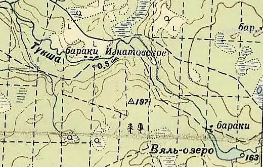 Урочище Игнатовское на карте 1940 года