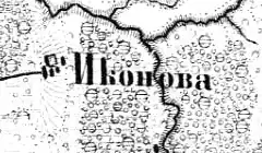 Деревня Иконово на карте 1915 года