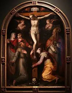 Распятие с предстоящими Святой Марией Магдалиной, Франциском Ассизским и Никoлаем Барийским. Между 1580 и 1590. Музей дельи Инноченти (Воспитательный дом), Флоренция
