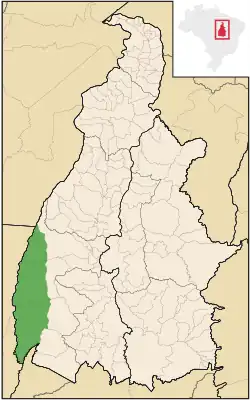 Бананал на карте штата Токантинс