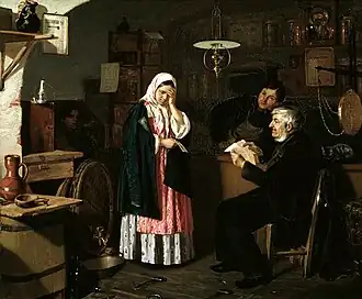 Чтение письма в овощной лавке