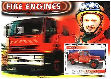 Фальшивый почтовый блок с портретом Е. Н. Чернышёва, изданный от имени почтовой службы Сомали.