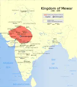 Карта княжества Удайпур в 1909 году