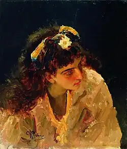 Голова индийской красавицы. Этюд к картине Садко. Холст, масло. 54×46 см. Музей-заповедник Поленово.