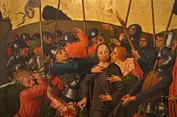 Айзенман. Арест Иисуса. Деталь Кольмарского алтаря. Между 1462 и 1465. Дерево, темпера, золочение