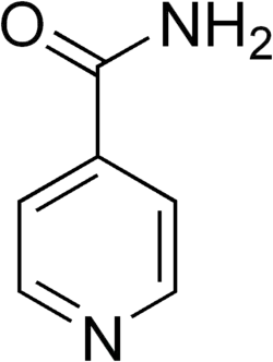 Изоникотинамид, амид изоникотиновой кислоты, несмотря на структурную схожесть с никотинамидом (витамин B3 или PP), проявляет ярко выраженное антивитаминное воздействие (подавляет физиологические эффекты витамина B3, и тем самым считается его антивитамином). Вследствие этого, он широко используется в синтезе гидразида изоникотиновой кислоты (ГИНК), который является противотуберкулёзным препаратом.