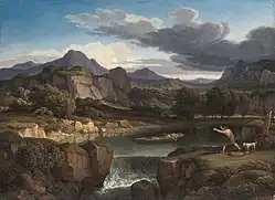 Ветреный пейзаж с горным озером и водопадом, 1831, Новая пинакотека, Мюнхен.