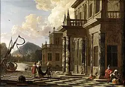 Фантастическая изысканная архитектура с персоналом 2. Между 1673 и 1726. Холст, масло. Частное собрание