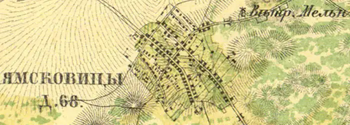 Деревня Ямсковицы на карте 1860 года