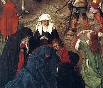 На переднем плане изображены падающие в обморок от горя плакальщицы