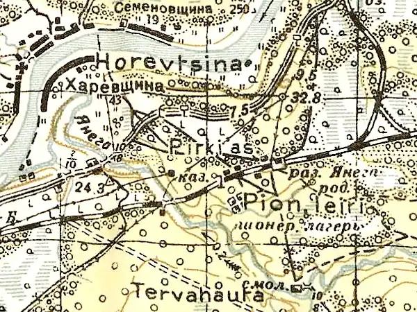 Деревня Речка на карте РККА 1943 года