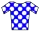 A blue jersey with white polka dots.