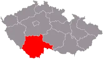 Южно-Чешский край на карте