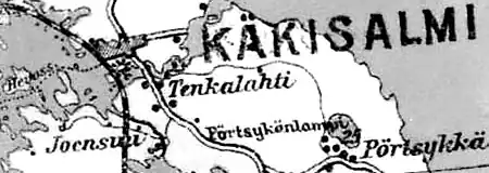 Деревня Йоенсуу на финской карте 1923 года