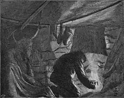 Внутренний вид хижины (из отчёта Юхансена)