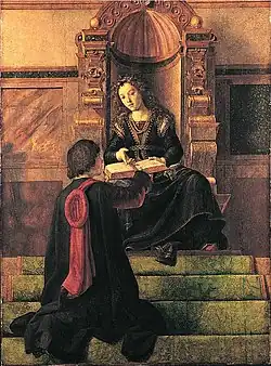 Риторика. Из серии «Семь свободных искусств». Между 1474 и 1480. Дерево, масло. Национальная галерея, Лондон