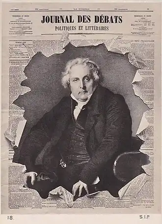 «Journal des Débats» — коллаж портрета редактора газеты Бертена работы Энгра