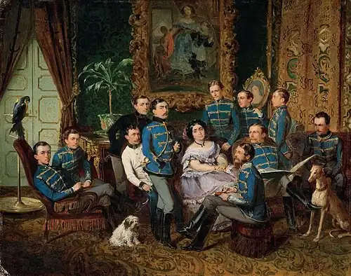 Вильгельм Рихтер«Портрет графини Ю. П. Самойловой с австрийскими гусарами».1855, Музей Хиллвуд.