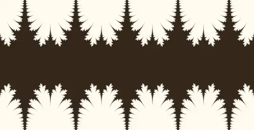 Заполненное множество Жюлиа для 
  
    
      
        f
        (
        z
        )
        =
        cos
        ⁡
        z
      
    
    {\displaystyle f(z)=\cos z}
  
. Центр изображения — начало координат 
  
    
      
        0
        +
        0
        i
      
    
    {\displaystyle 0+0i}
  
, горизонтальный период орнамента равен 
  
    
      
        π
      
    
    {\displaystyle \pi }