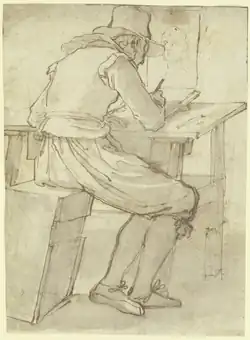 Художник за рисованием. Между 1551 и 1640. Бумага, сепия, кисть. Штеделевский художественный институт, Франкфурт-на-Майне