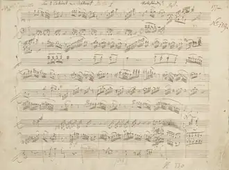 Первая страница сонаты. Автограф Моцарта.