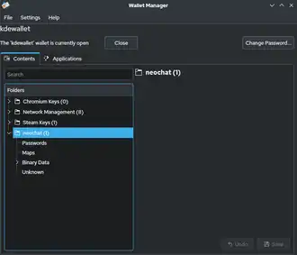Скриншот программы KWallet