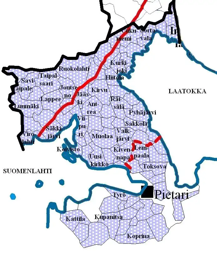 Довоенный ареал распространения южно-карельских диалектов