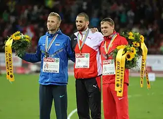 Кудрявцев (справа) на чемпионате Европы 2014 года