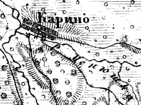 Деревня Карино на карте 1919 года