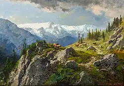 Орошаемая горная вершина Унтерсберг близ Зальцбурга. 1878. Холст, масло. Частное собрание