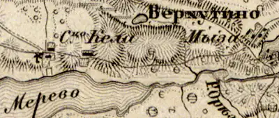 Деревня Келло на карте 1863 года