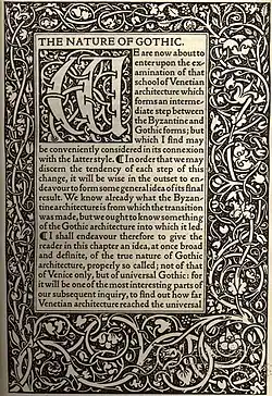 Дж. Раскин. Происхождение готики. Лист 1. 1890-е гг. Издание Келмскотт Пресс