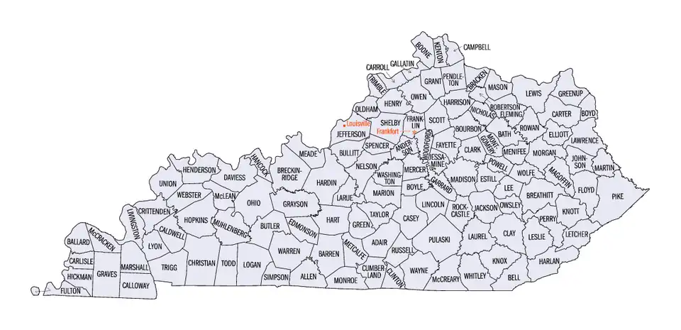 Map of Kentucky’s counties