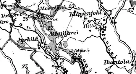 Деревня Килпеенйоки на финской карте 1923 года
