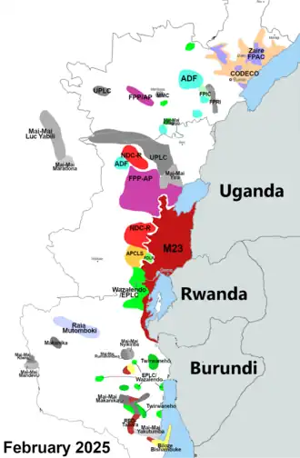 Территории на востоке Демократической Республики Конго, где действуют различные вооружённые группировки. В центре и на юге здесь располагается регион Киву.