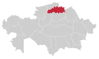 Кокшетауская область(до октября 1993 — Кокчетавская область) на карте