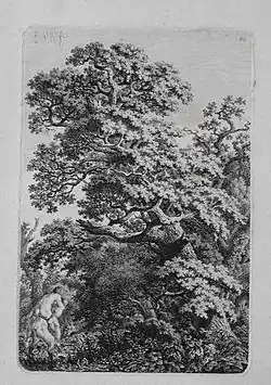 Лес с корявым дубом (Сатир, похищающий нимфу). Ок. 1800. Офорт