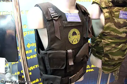 Бронежилет Кора-1-МК на выставке Интерполитех-2009.